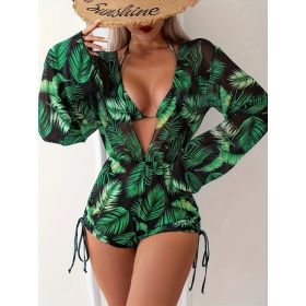 Women's Two-piece Casual Swimsuit P468-06 (Option: Green-XL)