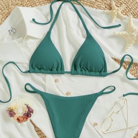 Factory Wholesale Women's Sexy Small Rib Bikini Tie Bikini Set Two Piece Swimsuit Beach Wear (Option: Style5-S)