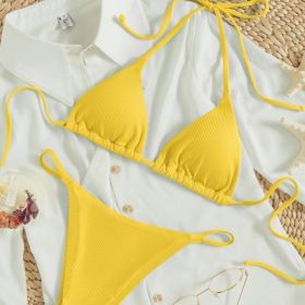 Factory Wholesale Women's Sexy Small Rib Bikini Tie Bikini Set Two Piece Swimsuit Beach Wear (Option: Style14-S)